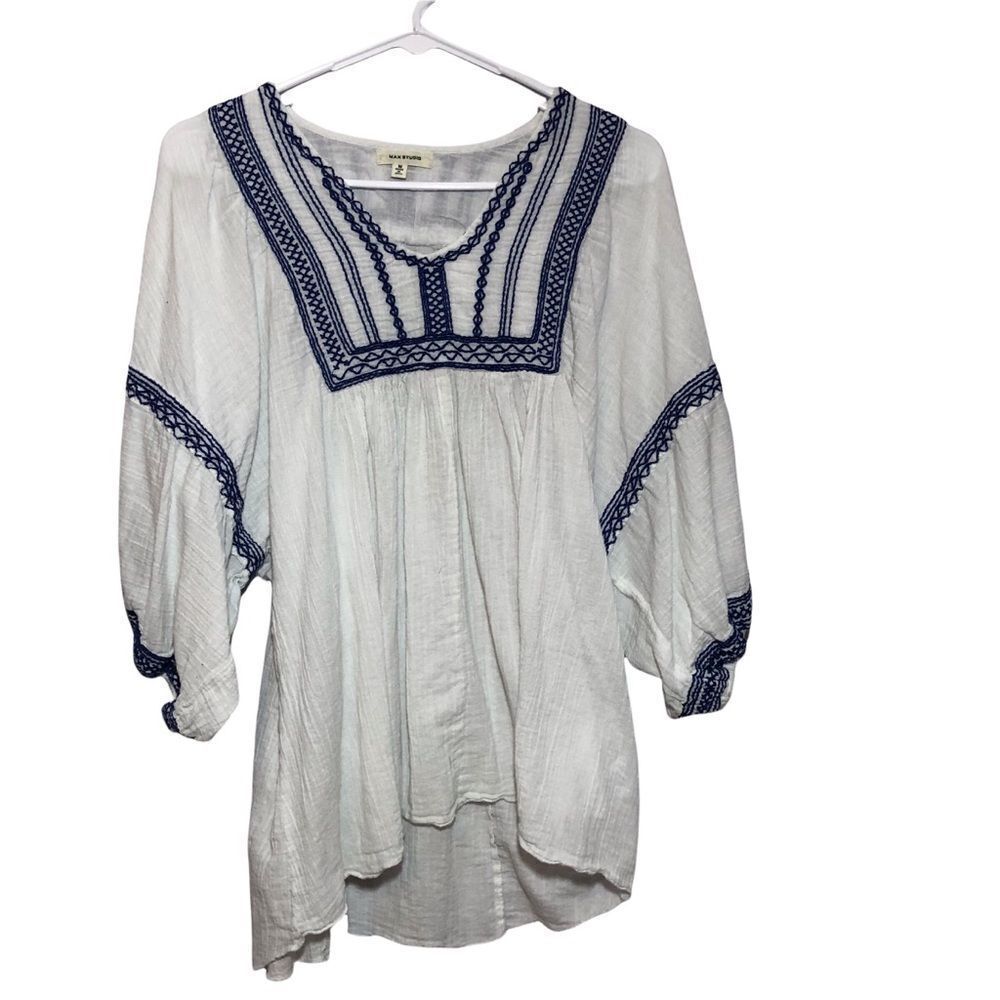 Max Studio Embroidered Pullover Blouse